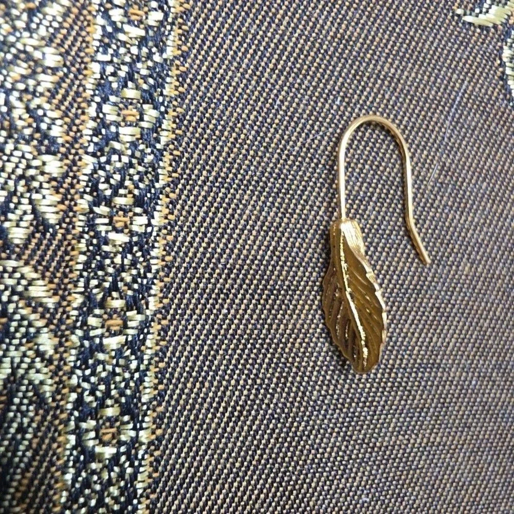 Gold Tone Dainty Leaf Dangle Drop Earrings Long Hook Womens Boho Nature Jewelry